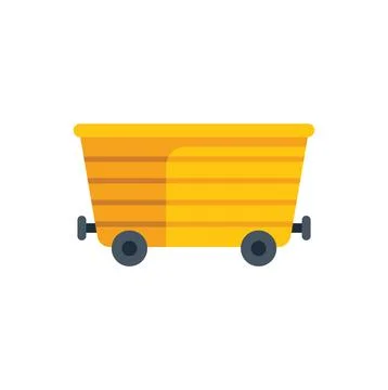 Empty mining cart rolling on rails side view Stock Illustration