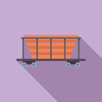 Empty mining cart standing on rails illustration Stock Illustration