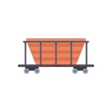 Empty mining cart standing on rails icon Stock Illustration