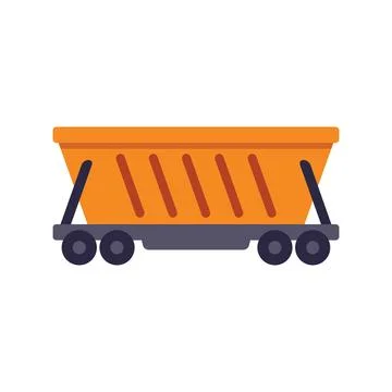 Empty mining cart standing on rails on white background Stock Illustration