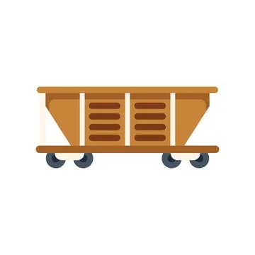 Empty mining cart standing on rails for coal transportation Stock Illustration