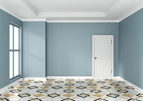 Empty mint room interior design 3d rendering Stock Illustration