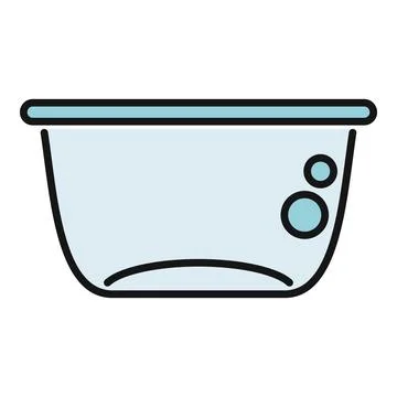 Empty mixing bowl kitchenware line art icon Stock Illustration