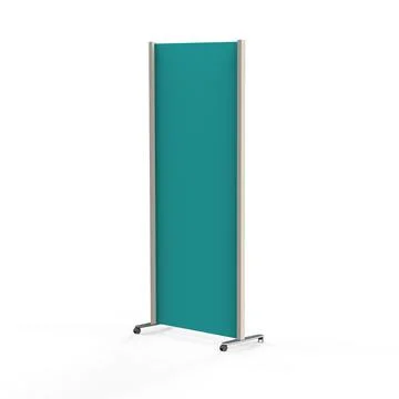 Empty Mock-up for customizable vertical advertising display stand pylon wheels Illustrazione stock