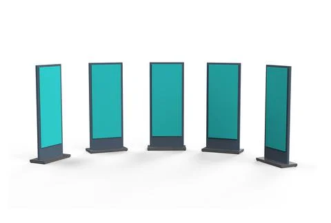 Empty Mock-up for customizable vertical advertising display stand pylon screen Illustrazione stock