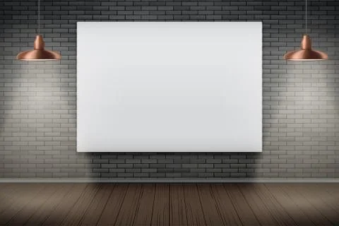 Empty mockup billboard on brick wall Illustrazione stock