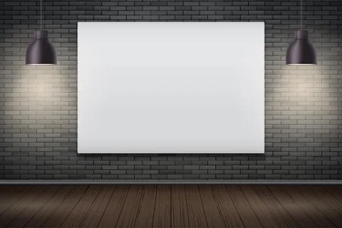 Empty mockup billboard on brick wall Illustrazione stock