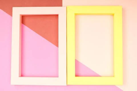 Empty mockup frame isolated on paper background Stock Photos