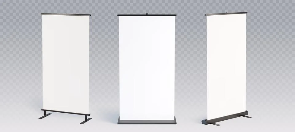Empty mockup roll up banner displays Stock Illustration