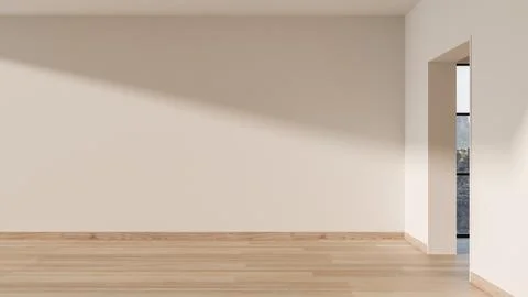 Empty mockup room or corridor hallway with sunlight shining on white wall a.. Stock Illustration