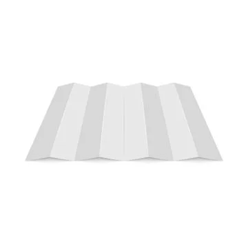 Empty mockup white folded paper sheet, perspective view blank stand for map p 스톡 일러스트