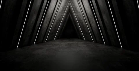 Empty modern architecture design of triangle form tunnel background. 3D rende Stockillustratie