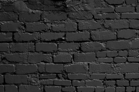 Empty modern black brick wall texture for background Stock Photos