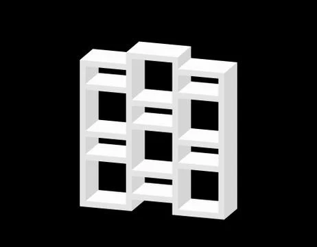 Empty modern bookcase. Isolated on black background. 3d Vector illustration. 스톡 일러스트