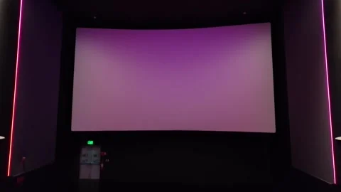 Empty Modern Cinema Screen with Ambient Purple Lighting Stock Footage 311557895