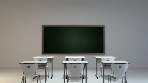 Empty modern classroom concept background 3D rendering Stock Illustration