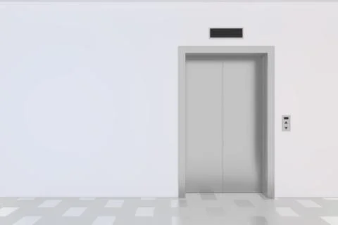 An empty modern elevator or lift with metal doors that are closed イラスト素材