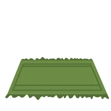 Empty Modern Green Rooftop Garden Terrace with Scalloped Edging in Minimalist St イラスト素材