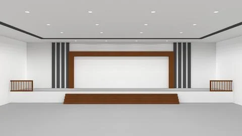 Empty Modern Hall with Stage and Minimalist Design Stock Illustration