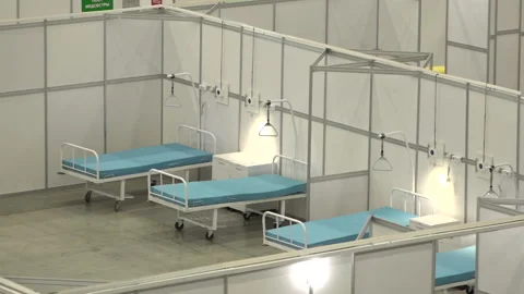 Empty modern hospital room for several patients. Modern medical equipment in the Stock Footage 170673927