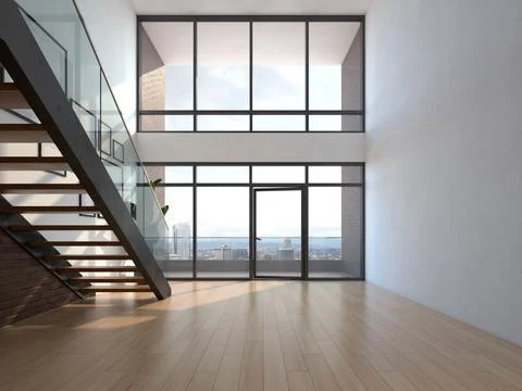 Empty modern interior room 3d illustration Illustrazione stock