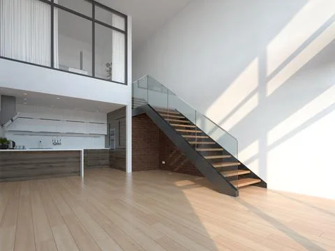 Empty modern interior room 3d illustration Stock Illustration