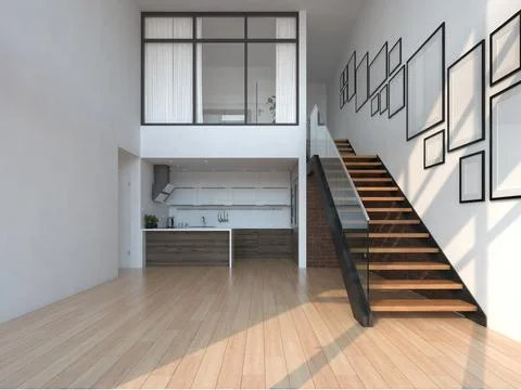 Empty modern interior room 3d illustration Stock Illustration