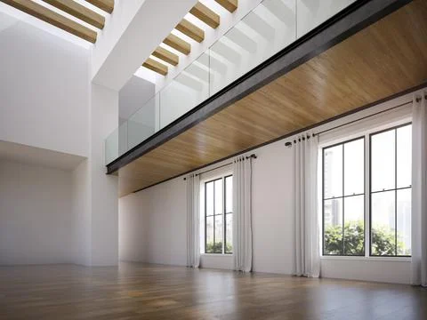 Empty modern interior room 3d illustration Stock Illustration