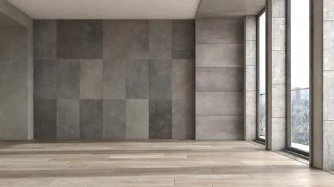 Empty modern interior room 3d illustration Stock Photos
