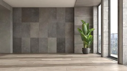 Empty modern interior room 3d illustration Stock Photos