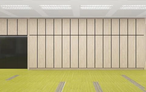 Empty modern kitchen area in office corporate, 3d render interior design, moc Stockillustratie