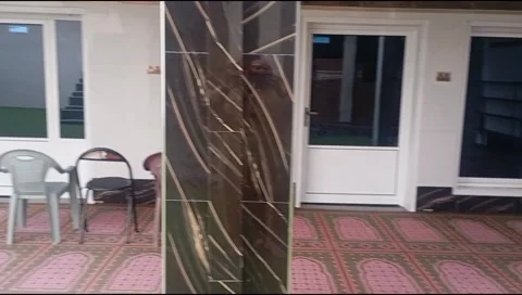 Empty modern mosque courtyard with artificial green grass - clean background Stock Footage 345556634