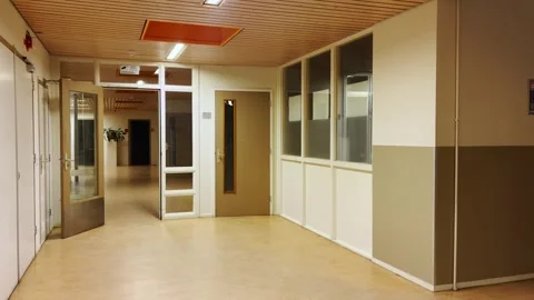 Empty Modern Office Hallway Interior School View in March 2026 Stock Footage 333811810