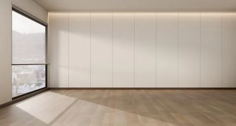 Empty modern office interior with minimalist wall and wooden floor. Stock Illustration