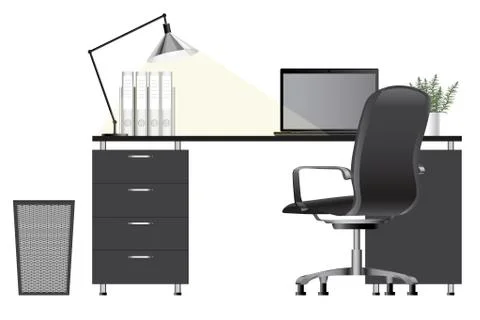 Empty modern office interior. Vector image. Office workspace concept Stock Illustration