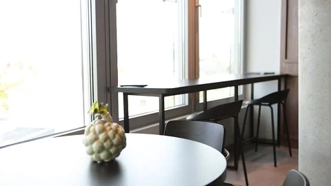 Empty modern office kitchen tables Stock Footage 334811558