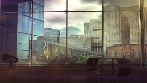 Empty modern office with panoramic windows, 3D render Vídeos de archivo 204819737