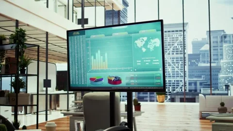 Empty modern office setup with advanced technology enhances productivity Stock Footage 318225842