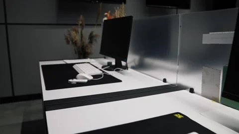 Empty Modern open plan office workspace. No people. Stock Footage 255976077
