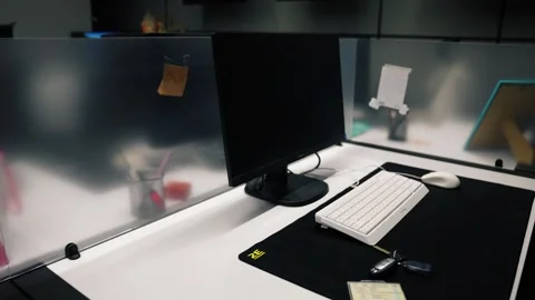 Empty Modern open plan office workspace. No people. Stock Footage 255976109