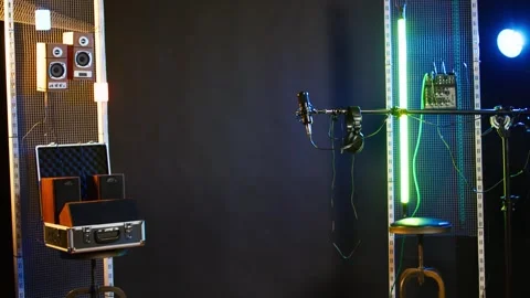 Empty modern recording studio used for music industry and performances Stock Footage 318168130