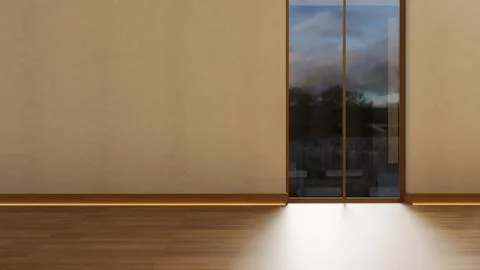 Empty modern room with warm LED wall lighting. Stock Illustration