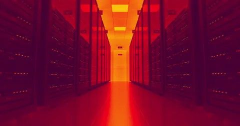 Empty modern server room. High temperature. Critic data loss. Stock Footage 232767447