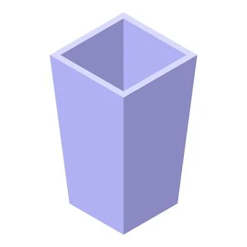 Empty modern square shape metal flower pot standing isometric view Stock Illustration