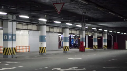 Empty modern underground car parking with several levels Stock Footage 112803183