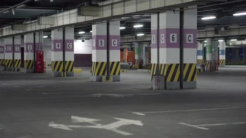 Empty modern underground car parking with several levels Stock Footage 112803206