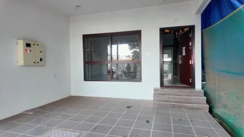 Empty Modern Villa in Planned Residential Layout with Developing Infrastructure Stock Footage 334526741