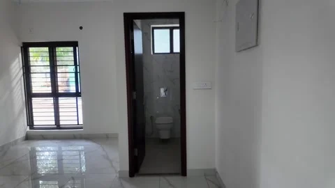Empty Modern Villa in Planned Residential Layout with Developing Infrastructure Stock Footage 334527092