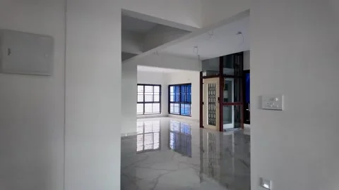 Empty Modern Villa in Planned Residential Layout with Developing Infrastructure Stock Footage 334527136