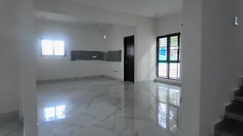 Empty Modern Villa in Planned Residential Layout with Developing Infrastructure Stock Footage 334527139